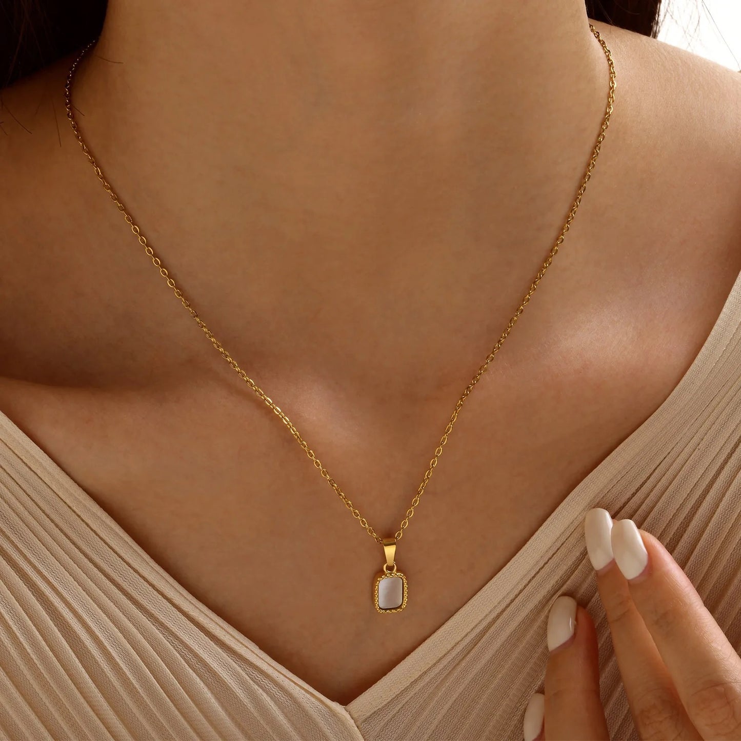 White gemstone necklace