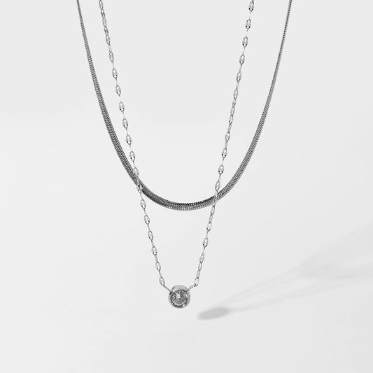Two-layer with a jewel necklace - silver