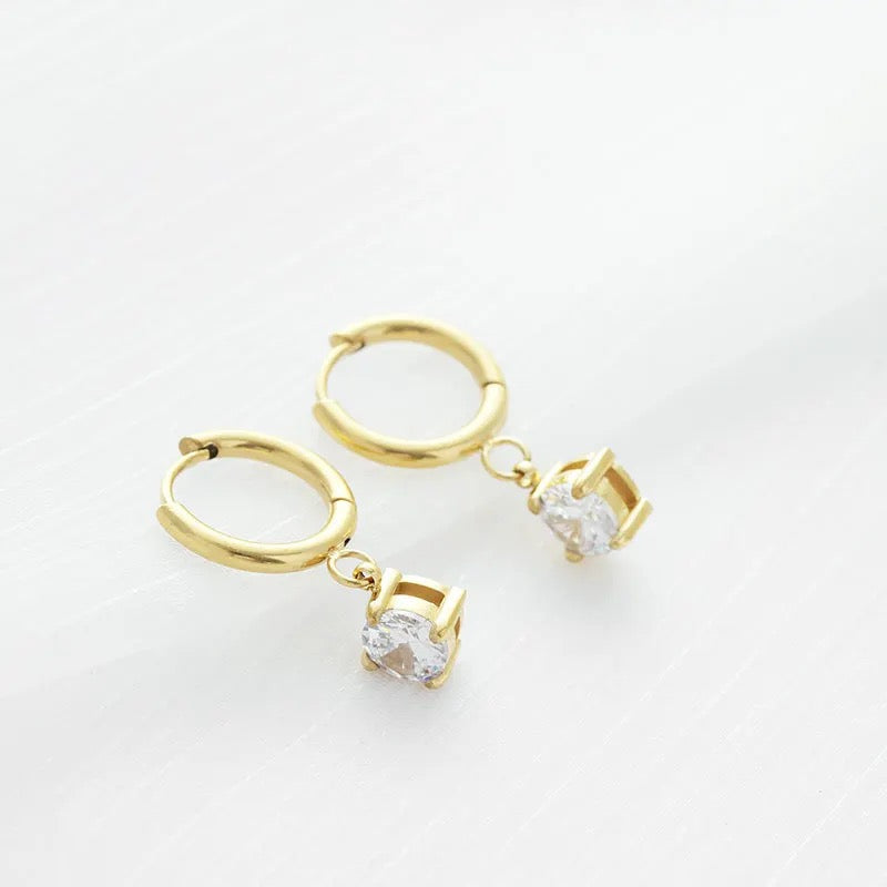 Diamond charm hoops