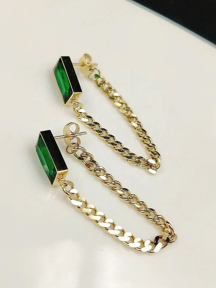 Green stone studs