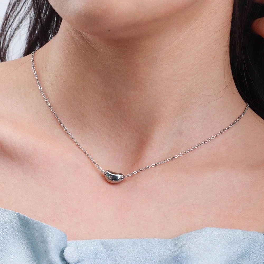 Bean necklace - silver