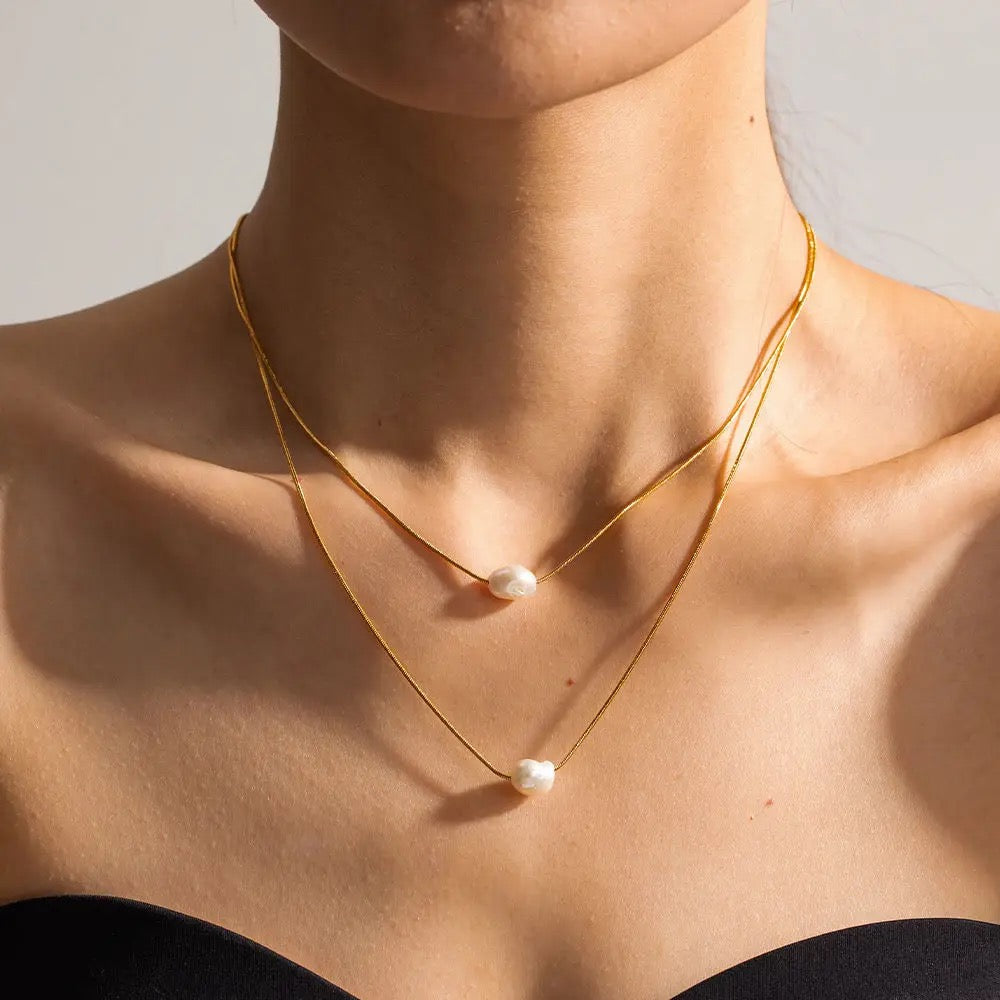 Luna double pearl necklace