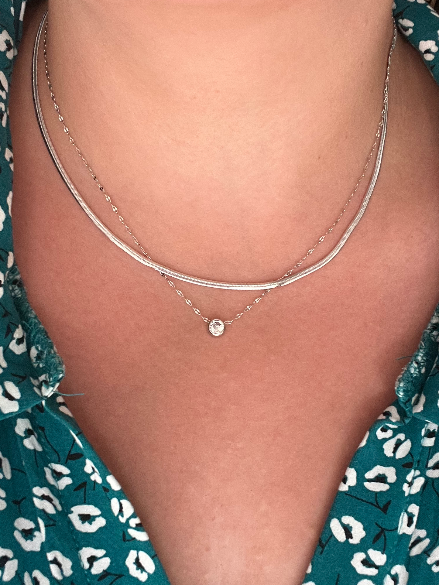 Two-layer with a jewel necklace