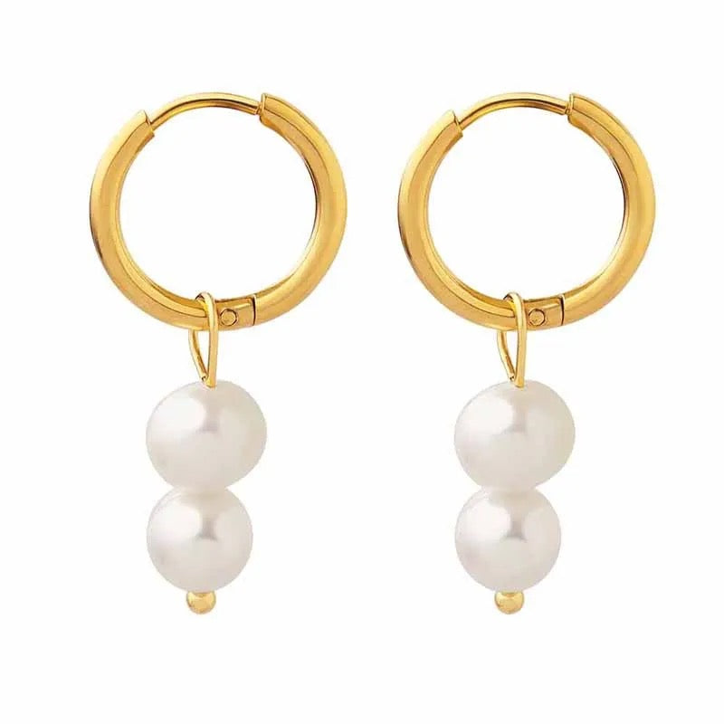 Luna double pearl earrings